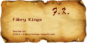 Fábry Kinga névjegykártya
